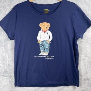 Polo by Ralph Lauren Blue T-Shirt with Bear Design. NWT